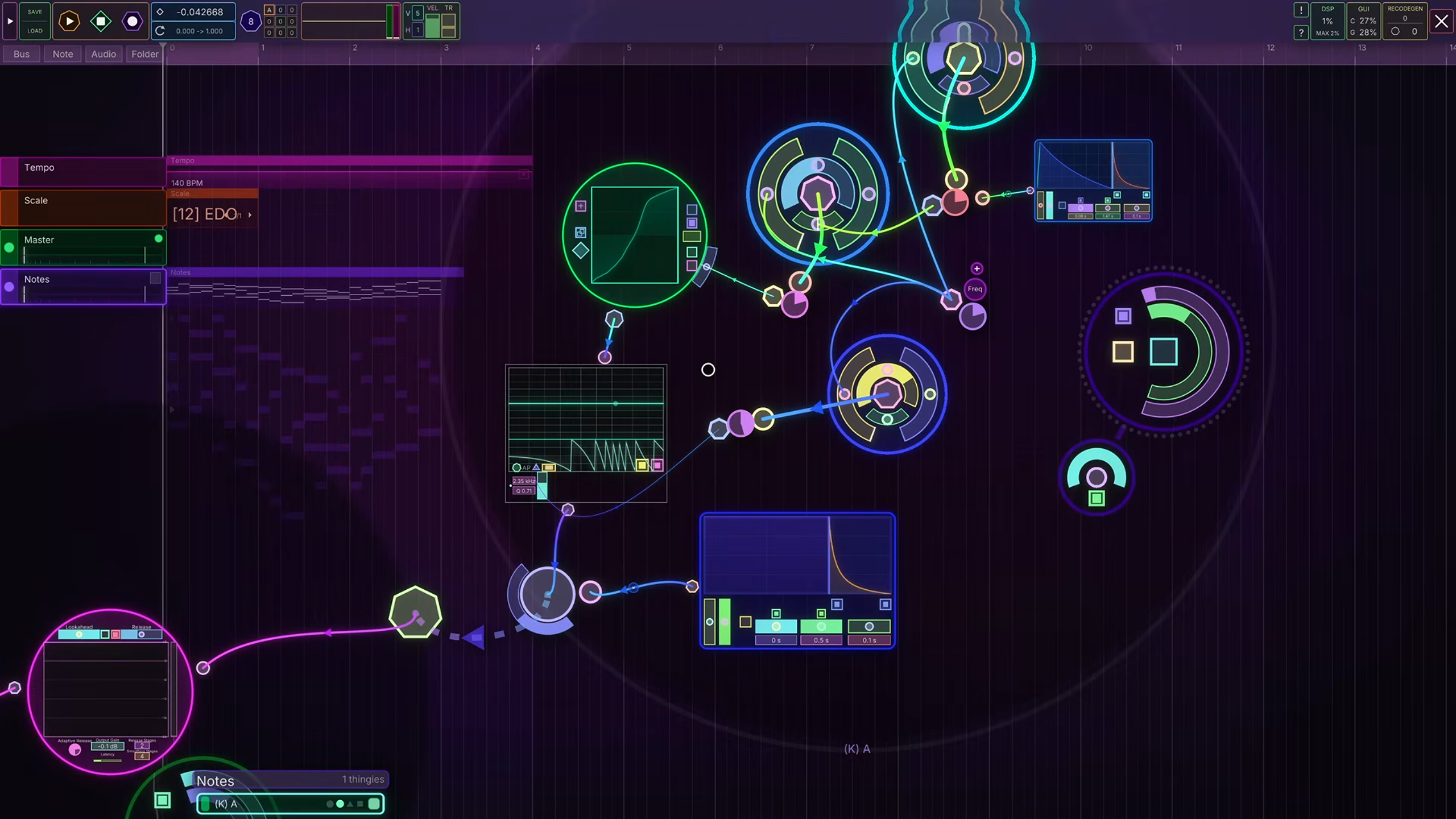 YT screenshot from demo of Septabee, an amazing DAW built by Lost Robot