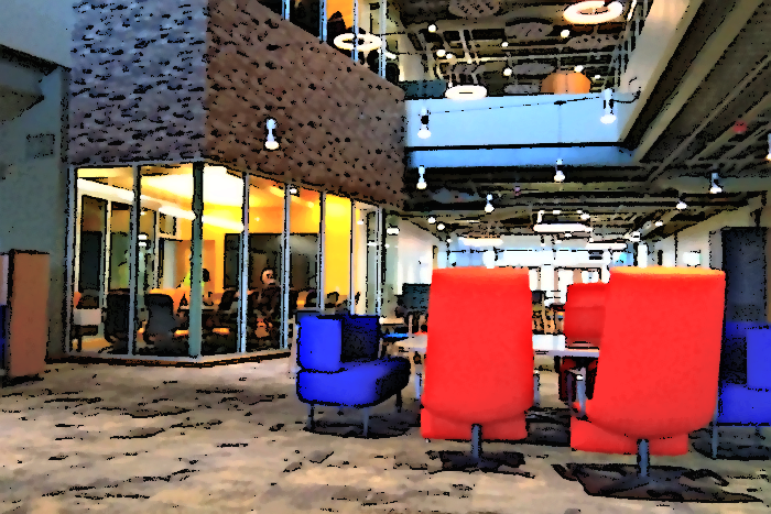 artistically stylized photo of the Collaborative Computing Center